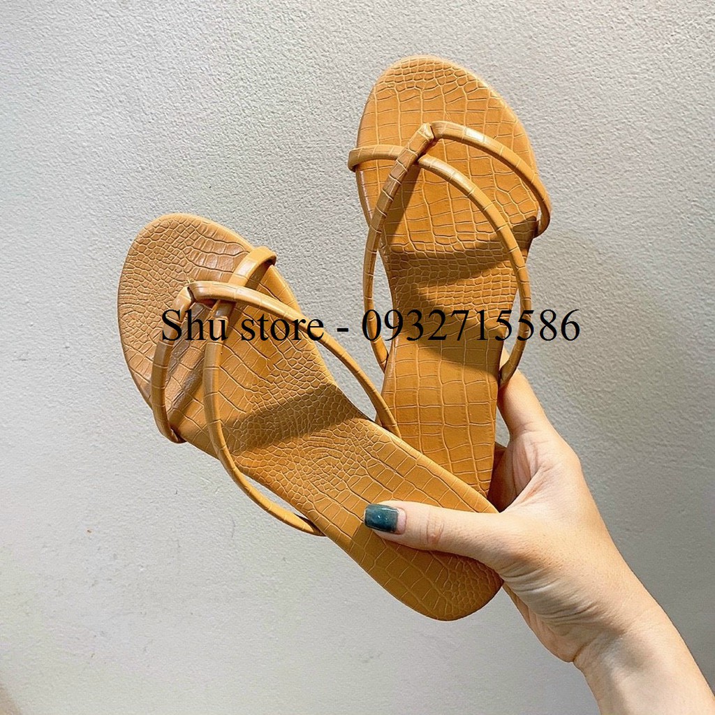 SHU STORE - DÉP XỎ NGÓN NỮ THỜI TRANG DA RẮN MŨI TRÒN