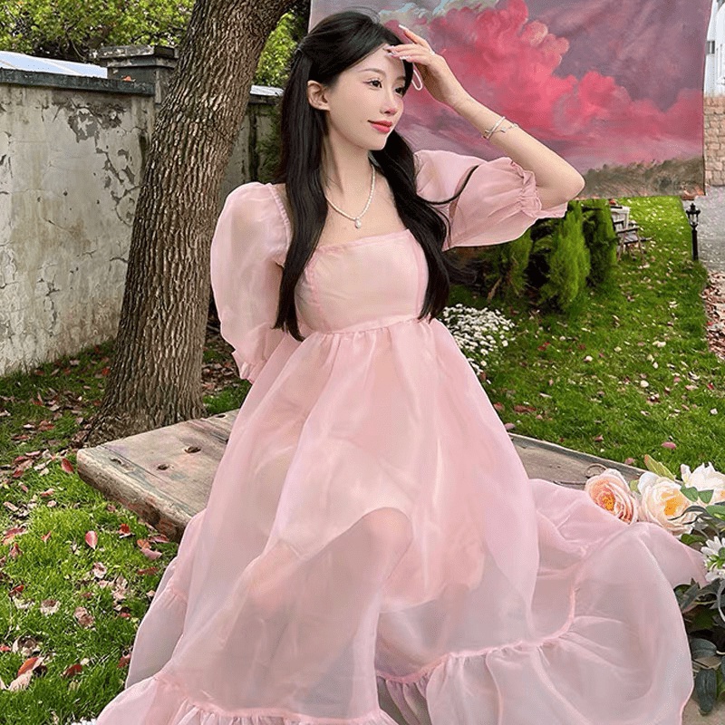 đầm xòe bồng voan kiếng nữ hồng baby thần tiên tỷ tỷ pu hhp fashion