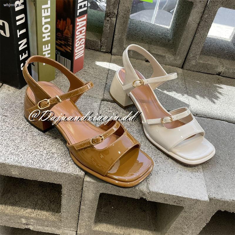 Sandal Hở Ngón Gót Dày Phong Cách Châu Âu Retro Thời Trang Mùa Hè 2022 Mới