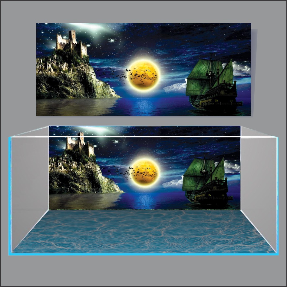 TRANH 3D DÁN HỒ CÁ NEW MOON LIGHT_TRANH LƯNG