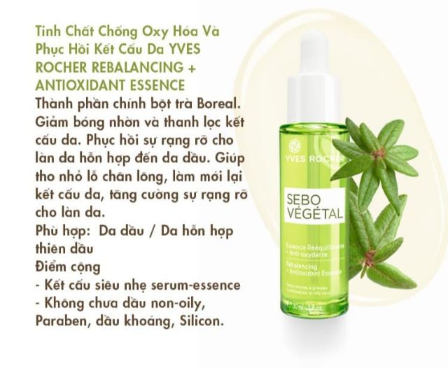 Tinh Chất Chống Oxy Hóa Và Phục Hồi Kết Cấu Da dầu sebo vegetal 30ml