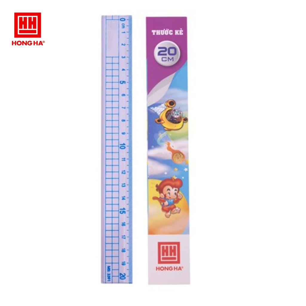 Thước kẻ học sinh 20cm Hồng Hà 3391 thước kẻ họa tiết kẻ ô vuông đẹp ANKICO