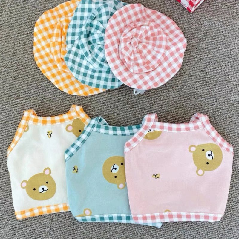 Áo hai dây gấu nâu kèm nón cho thú cưng