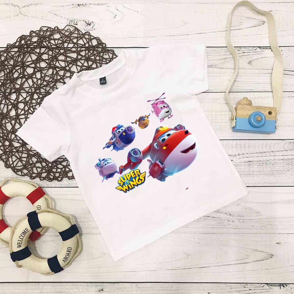 Áo thun in hình đội bay siêu đẳng Super Wings bé trai giá rẻ