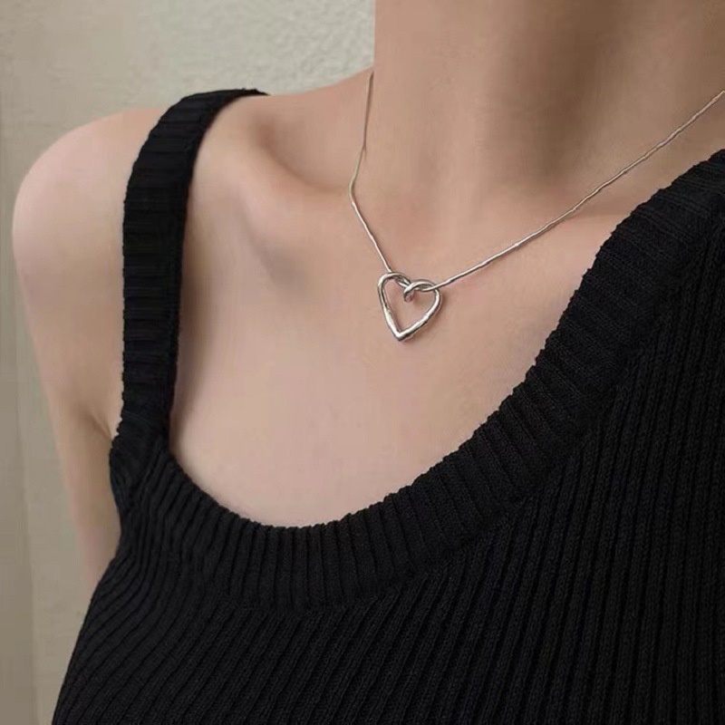 Vòng cổ Hợp Kim Mặt Hình Trái Tim Rỗng Đơn Giản Thời Trang Mùa Hè Hàng Mới Dành Cho Bạn Nữ