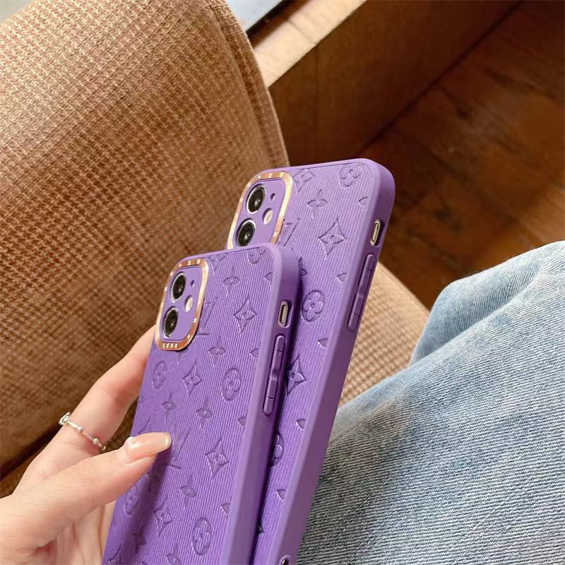 Ốp điện thoại in logo LV màu tím cho iphone 13 Pro Max i13 13pro 11 Pro Max i11 i7 i8 SE 7plus 8plus iX XS XR Xs MAX 12 12Pro 12 Pro Max