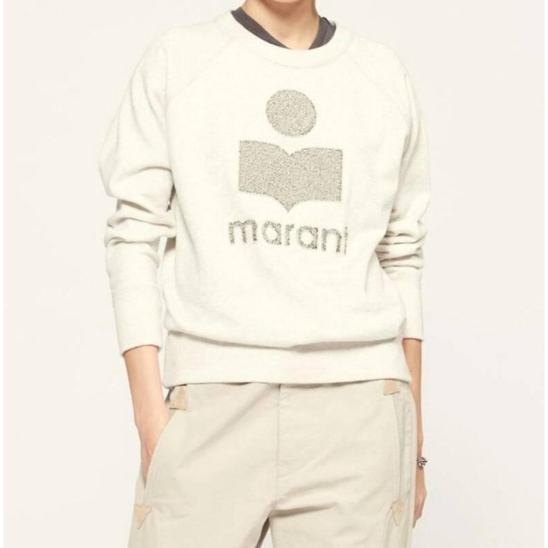 Áo nỉ cotton thêu logo cổ điển Isabel M