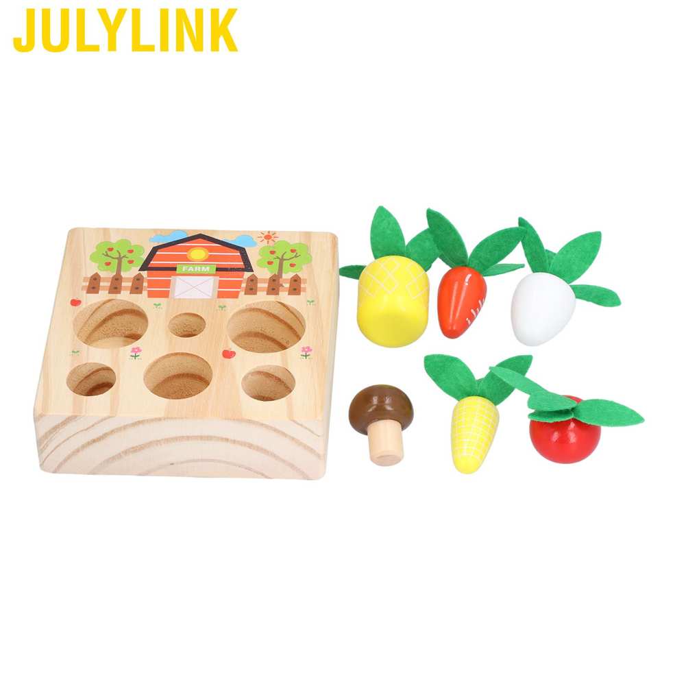 Julylink Educational Toy Kitchen Food Baby Carrot Harvest Game Wooden Carrots Shape Sorting Matching Puzzle