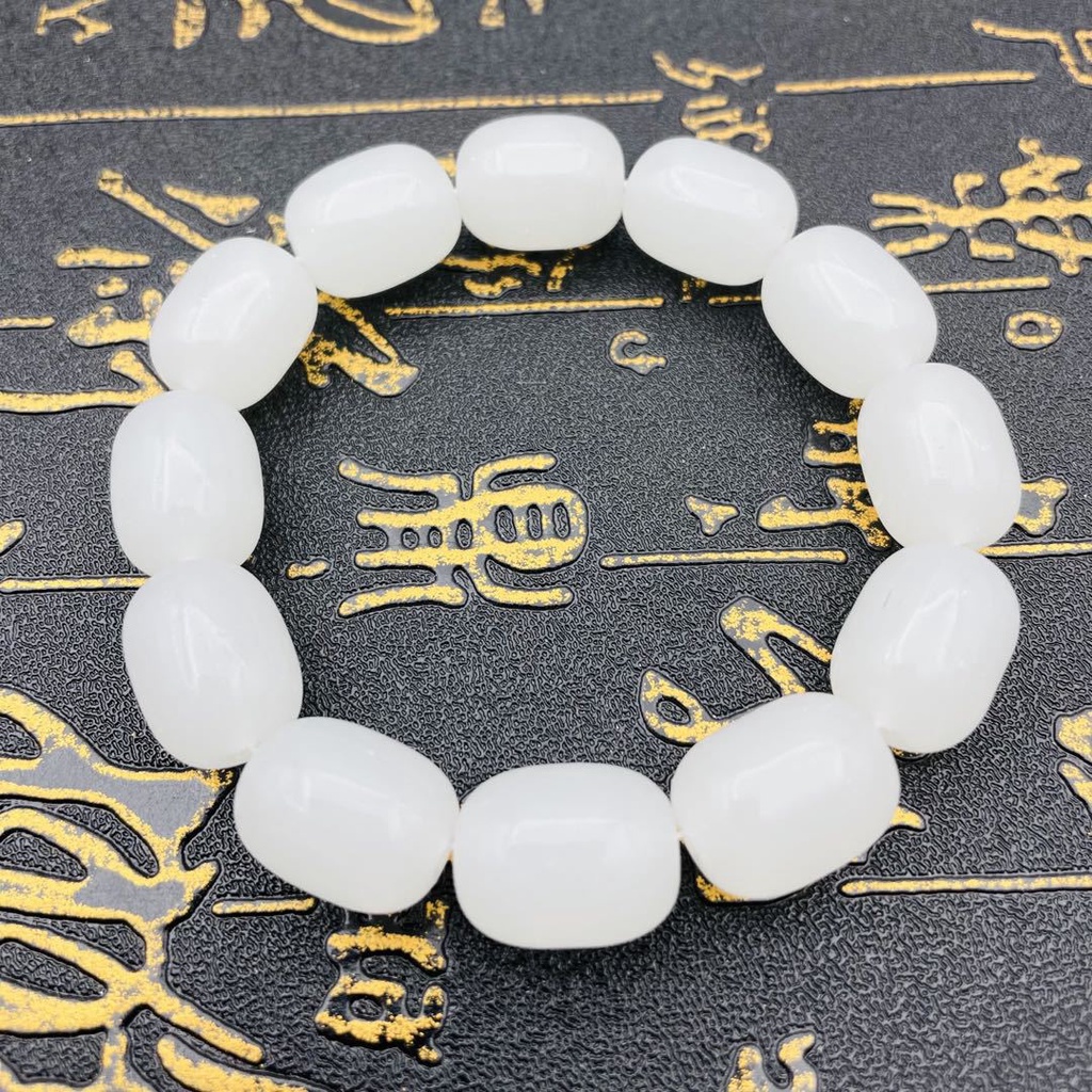 Vòng Tay Chuỗi Hạt Ngọc Bích Trắng Thời Trang Cho Cặp Đôi