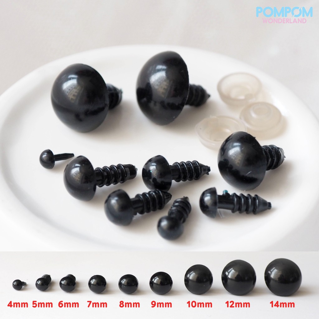 Mắt Thú Nhựa Đen 3Mm/4Mm/5Mm/6Mm/7Mm/8Mm/9Mm/10Mm/12Mm/14Mm/16Mm/18Mm/20Mm