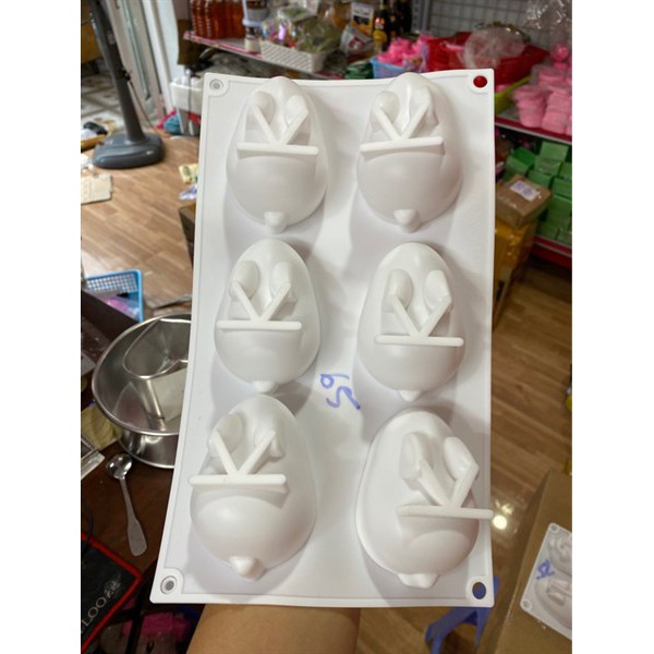 Khuôn Silicone động vật Vĩ Thỏ 6 Thỏ 7.5Cm Con