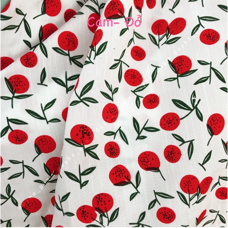 VẢI TƠ PHÁP HOẠ TIẾT TRÁI CAM NHỎ