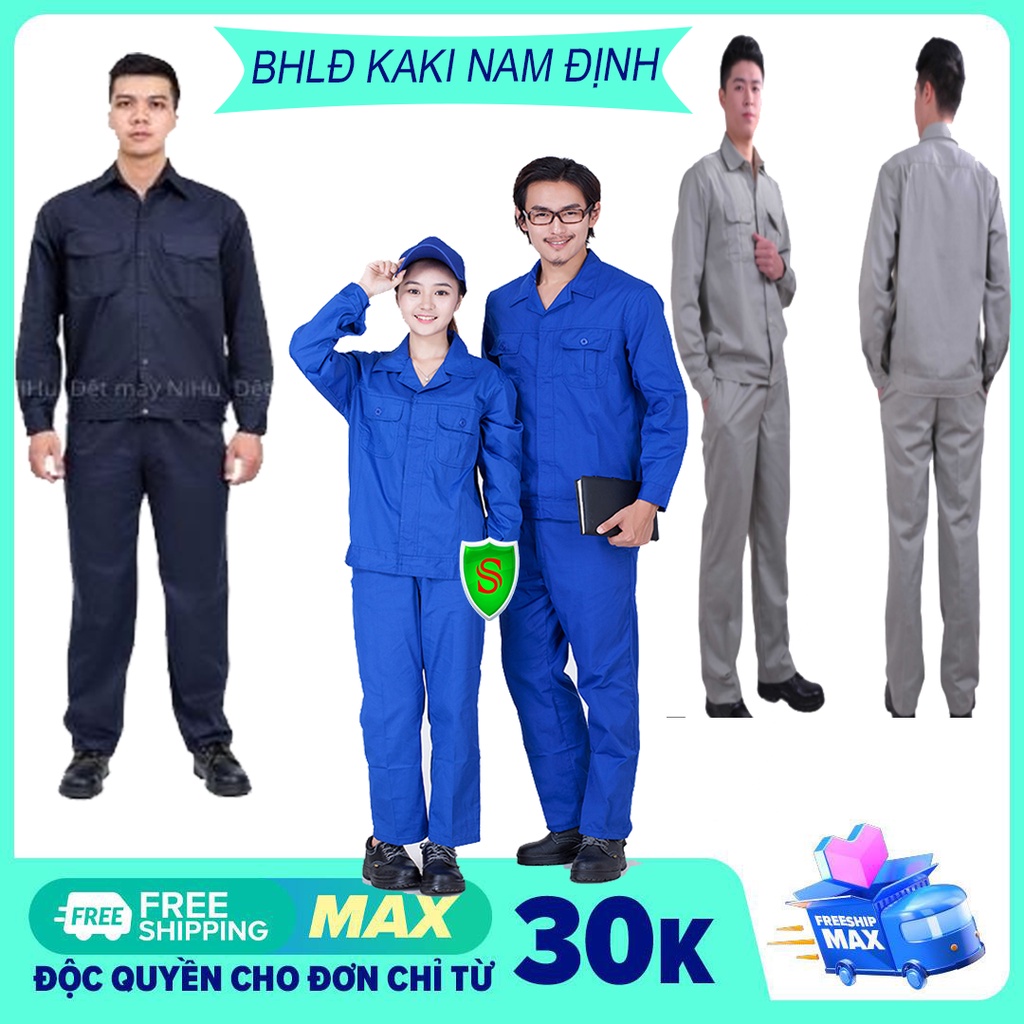 - Bộ quần áo BHLĐ Kaki Nam Định Loại 1 - Bền - Đẹp - Thoáng Mát