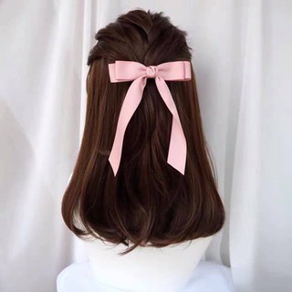 Kẹp tóc nơ Cột tóc nơ đuôi dài lụa mờ Ccamzone