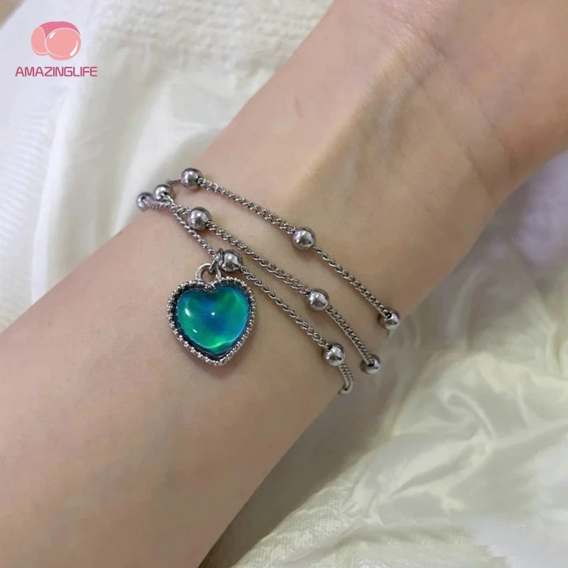 Vòng cổ Hợp Kim Mặt Trái Tim / Quả Đào Thay Đổi Màu Sắc Theo Nhiệt Độ Sáng Tạo