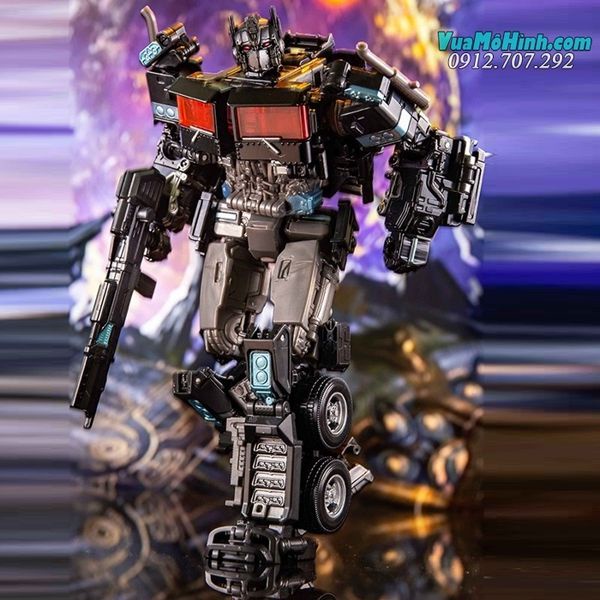 Mô hình Robot Aoyi Mech Transformers Optimus Nemesis Prime biến hình người máy robot xe oto tải đầu kéo màu đen cao 18cm