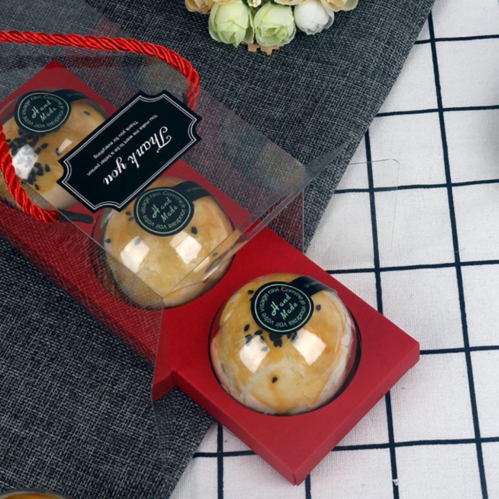 Set 10 Hộp Đựng Bánh Trung Thu 3 / 4 Ngăn Trong Suốt Có Tay Cầm Tiện Lợi