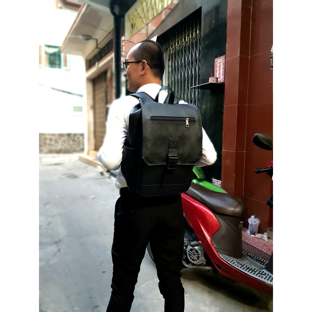 Balo Da Nam Nữ Một Khóa-Balo Da Laptop 15inch