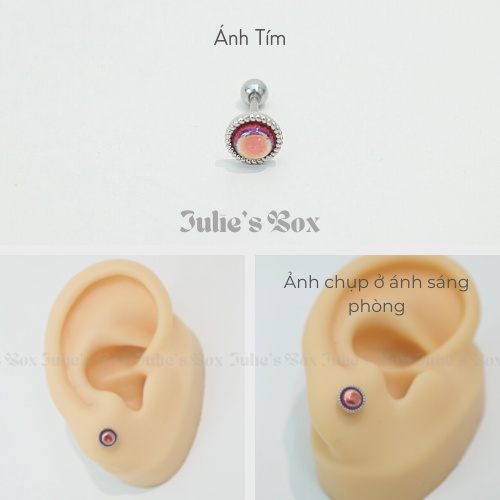 [1 CHIẾC] Khuyên Tai Đá Galaxy 4 Màu Tròn Màu Bạc Unisex Titanium Không Gỉ Không Ngứa Không Đen julies box 66