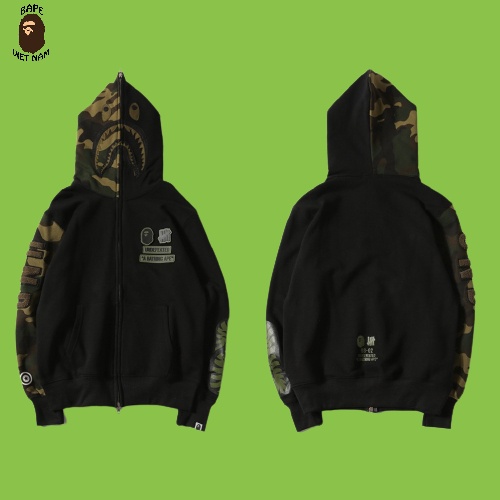 [ODER+FREESHIP] Jacket Bape Shark x Undefeated fullzip , Áo khoác Hoodie Bape Cá Ngáo