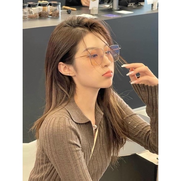 Kính Hiệu Vuông Dio Màu Nâu Tây Gọng Kim Loại