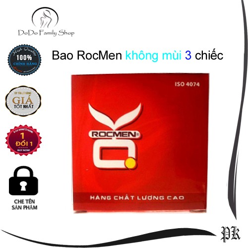 Bao cao su giá rẻ 3 chiếc Rocmen Không mùi, siêu rẻ siêu an toàn phòng tránh thai hiệu quả