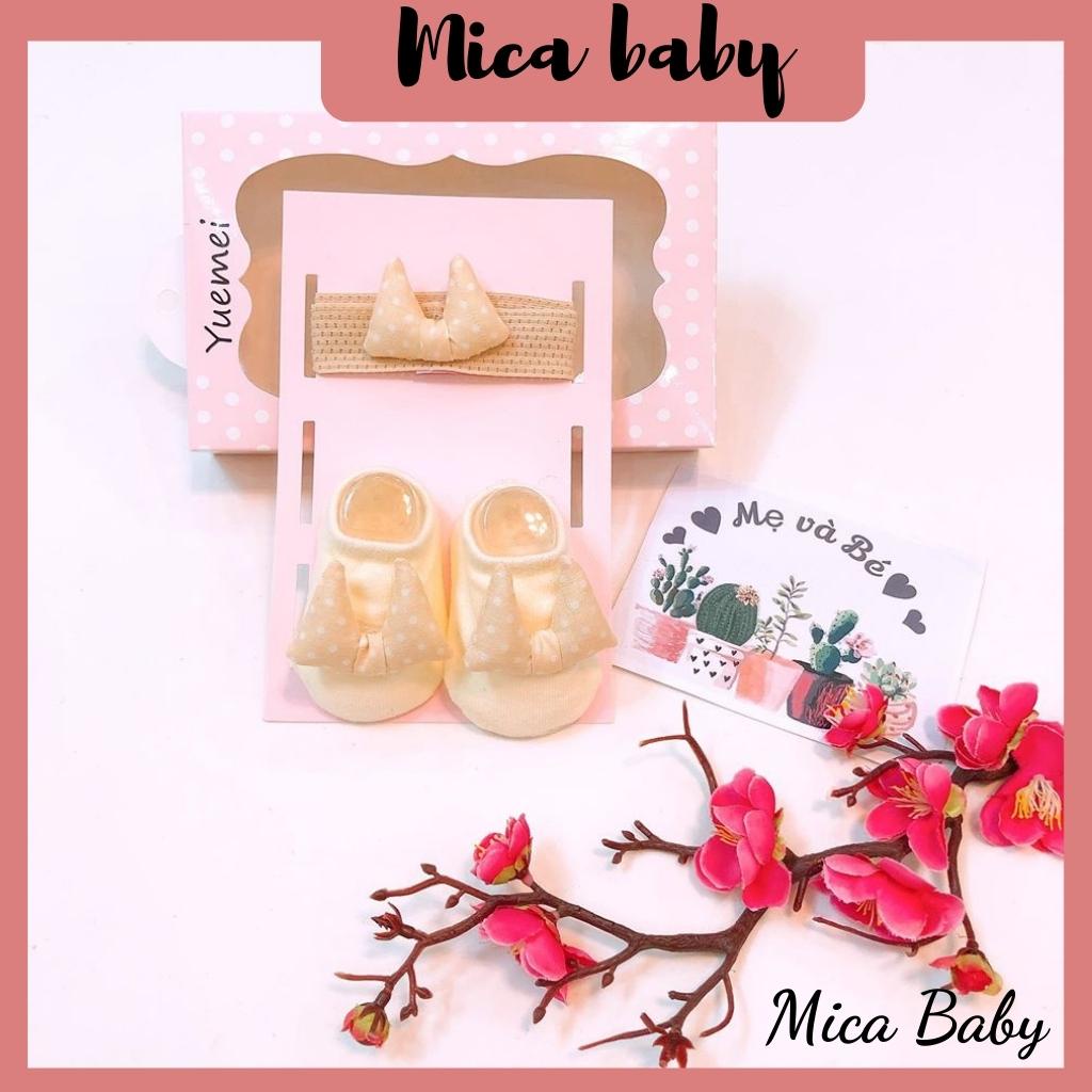 Set tất kèm băng đô hình thú cho bé từ 0-1 tuổi Mica baby