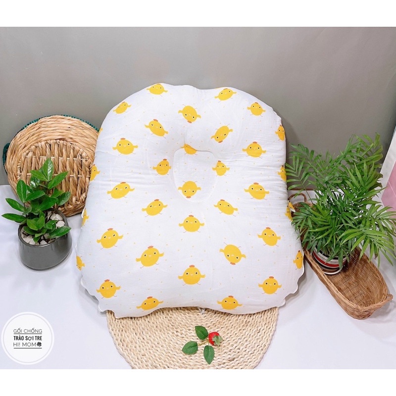Gối chống chào ngược vải xô Muslin cao cấp oganic Himom cho bé