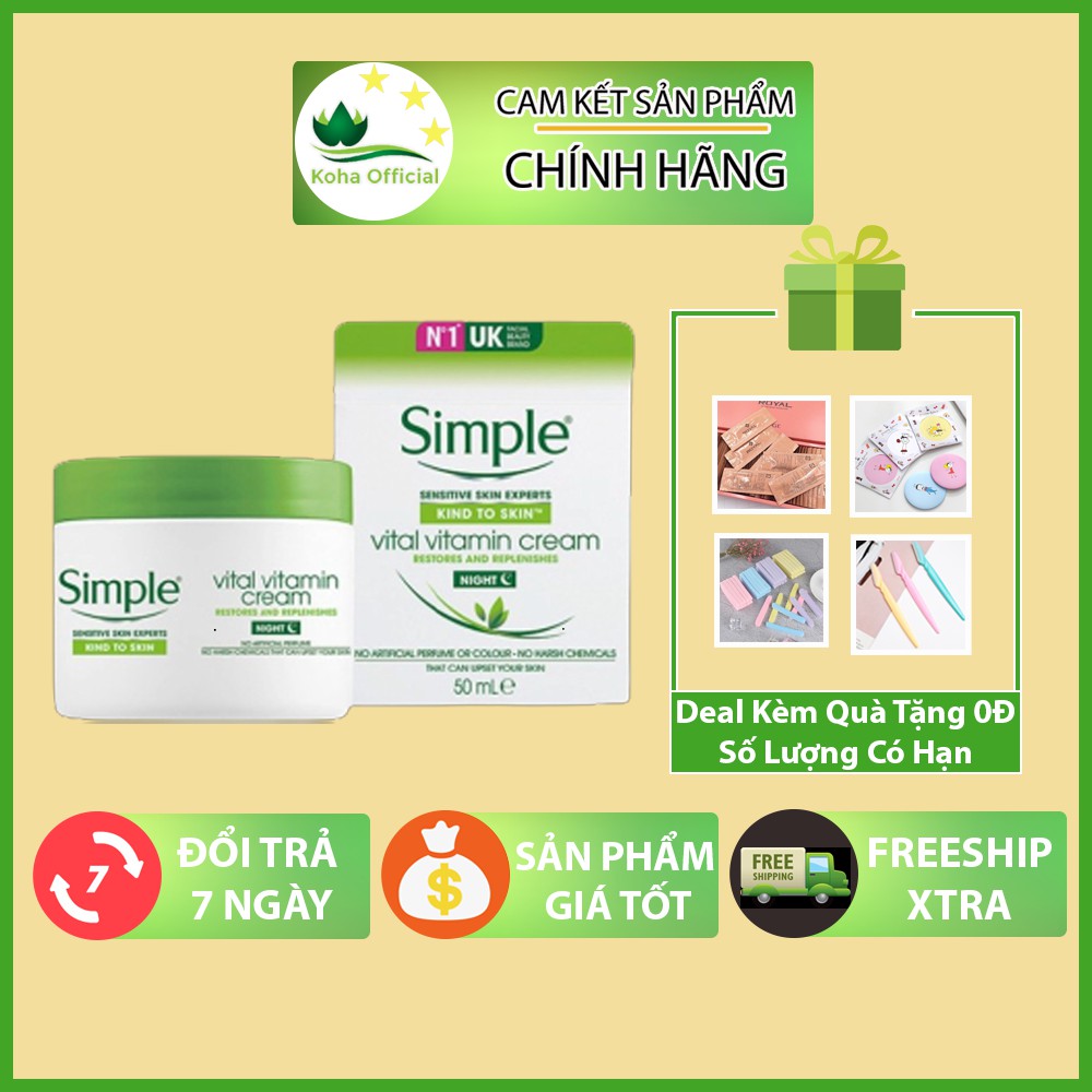 Kem dưỡng ẩm Cho Da Ban Đêm SIMPLE Kind To Skin Vital Vitamin Night (50ml)