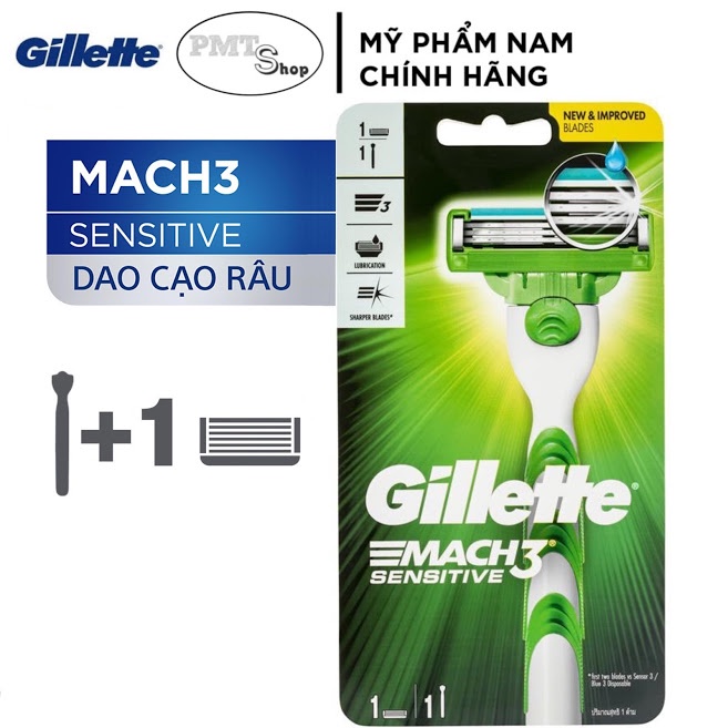 Dao Cạo Râu GILLETTE Mach3 Sensitive (Kèm 1 lưỡi cao cấp)