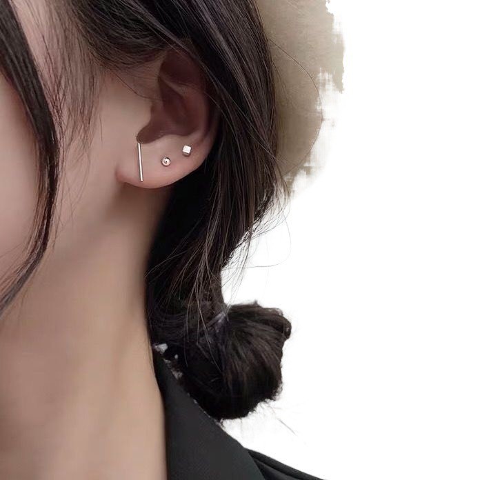 Set Bông Tai Nữ Mini 5 Chiếc Bất Đối Xứng Phong Cách Hàn Quốc