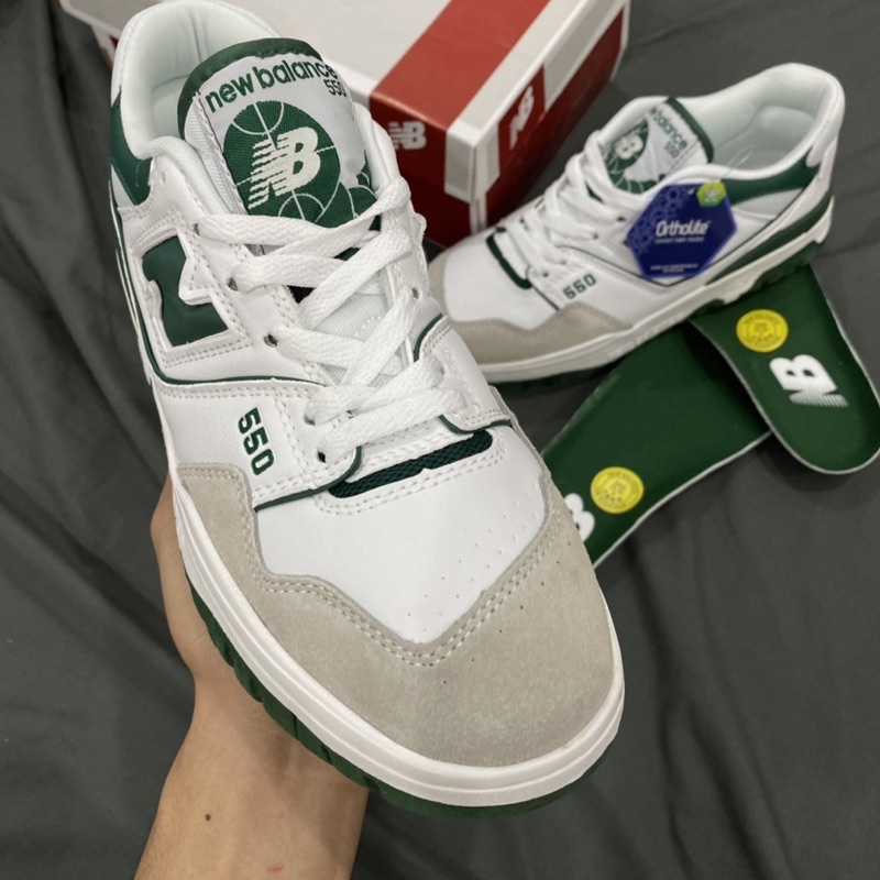 Giày NEW BALANCE 550 "white Green", Giày nb 550 Phối màu xanh đen cao cấp - NB550