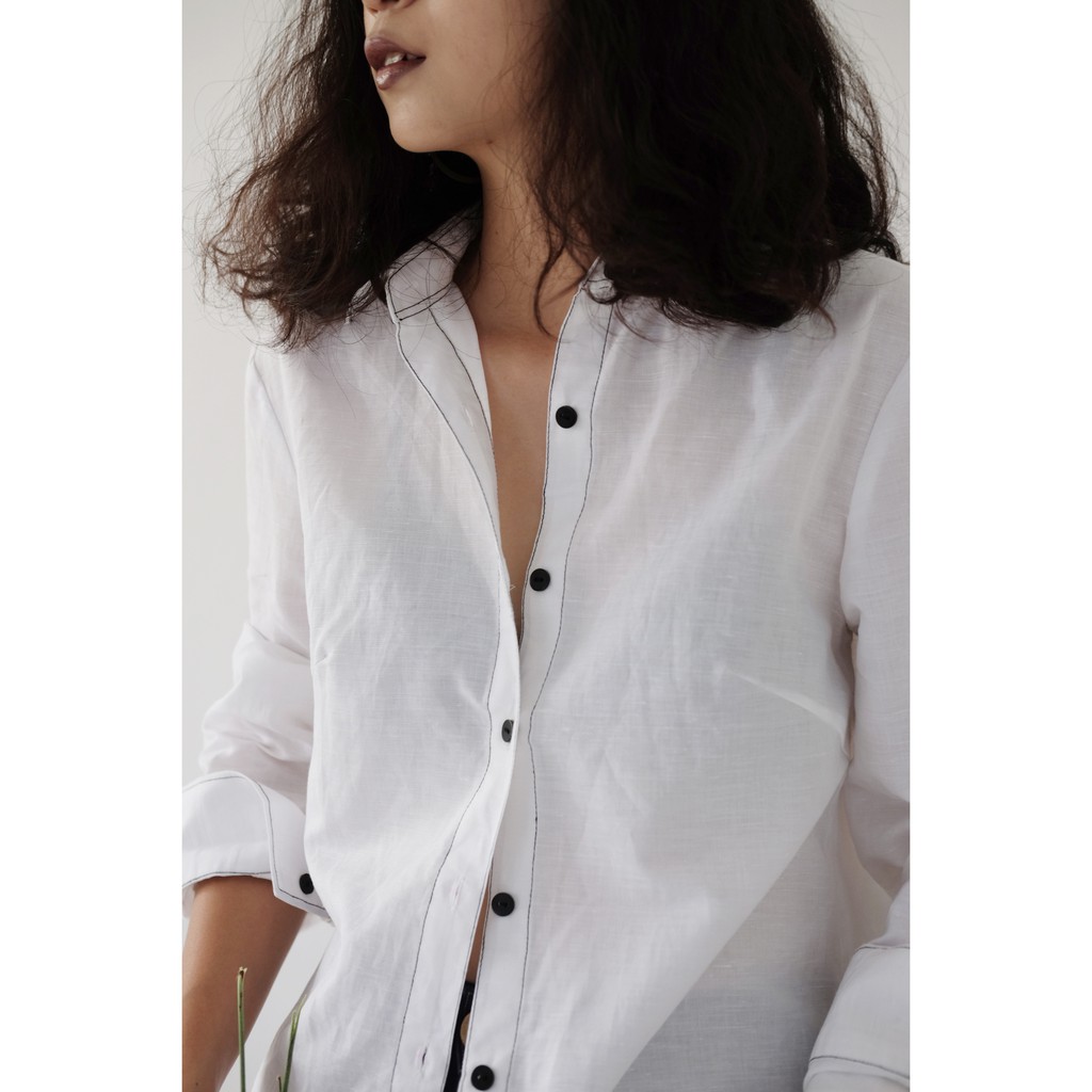 Áo sơ mi nữ dài tay basic kẻ viền công sở BASIC SHIRT, áo sơ mi nữ đẹp