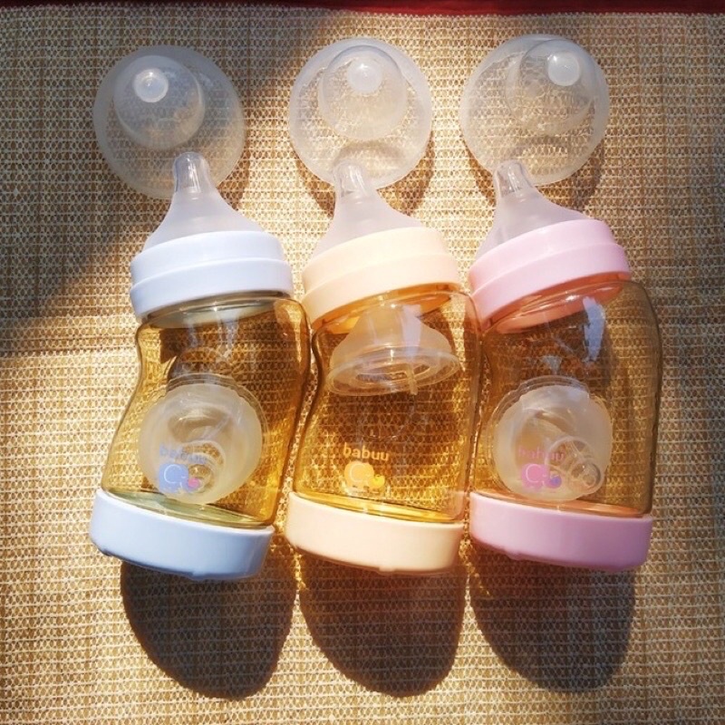 Bình sữa cong Babuu PPSU Nhật Bản 180ml/260ml tặng kèm núm