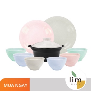 Bộ Nồi đất + bát đĩa 9 món Dong Hwa màu pastel