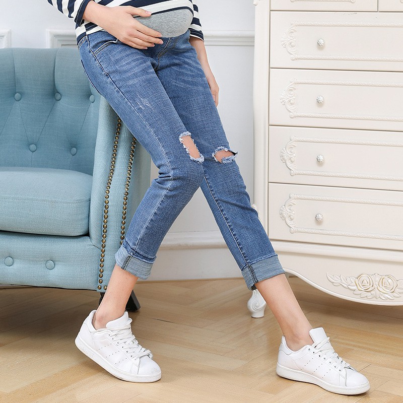 Quần Denim Mỏng Thời Trang Mùa Xuân Hè 2018 Mới Cho Mẹ Bầu 0254