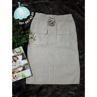 Chân váy len túi nắp cúc dọc
