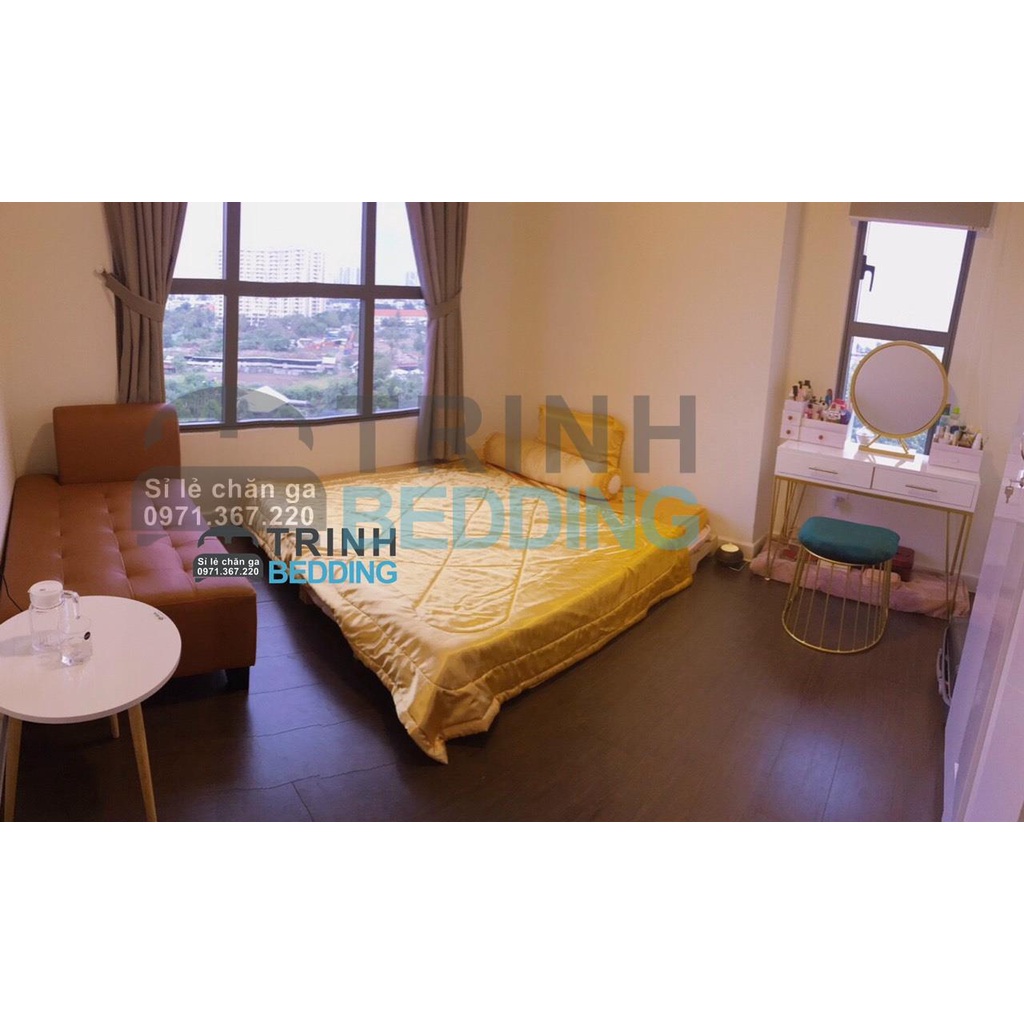 Bộ Chăn Ga Gối Phi Lụa Màu Trinhbedding