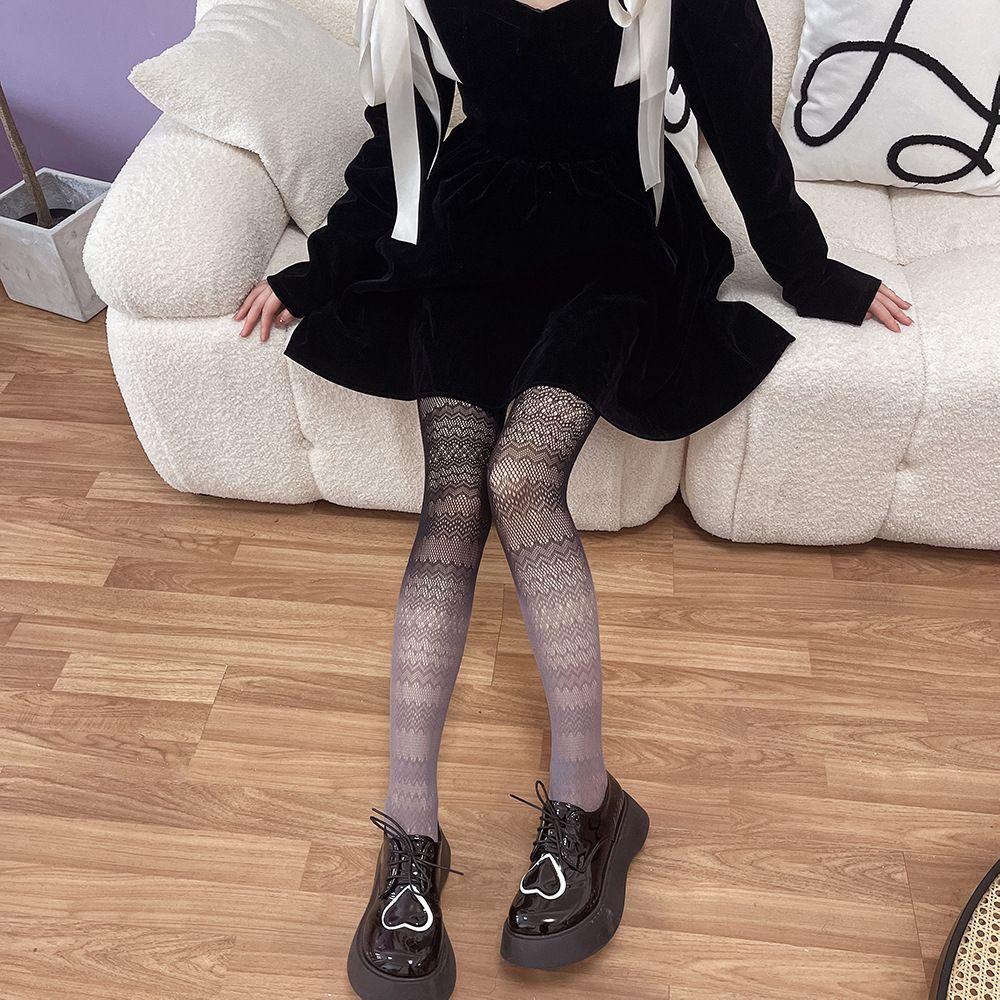 Mocho Quần Tất Lưới Nylon Thoáng Khí Dài Đến Đầu Gối Màu Gradient Đáng Yêu Thời Trang Cho Nữ