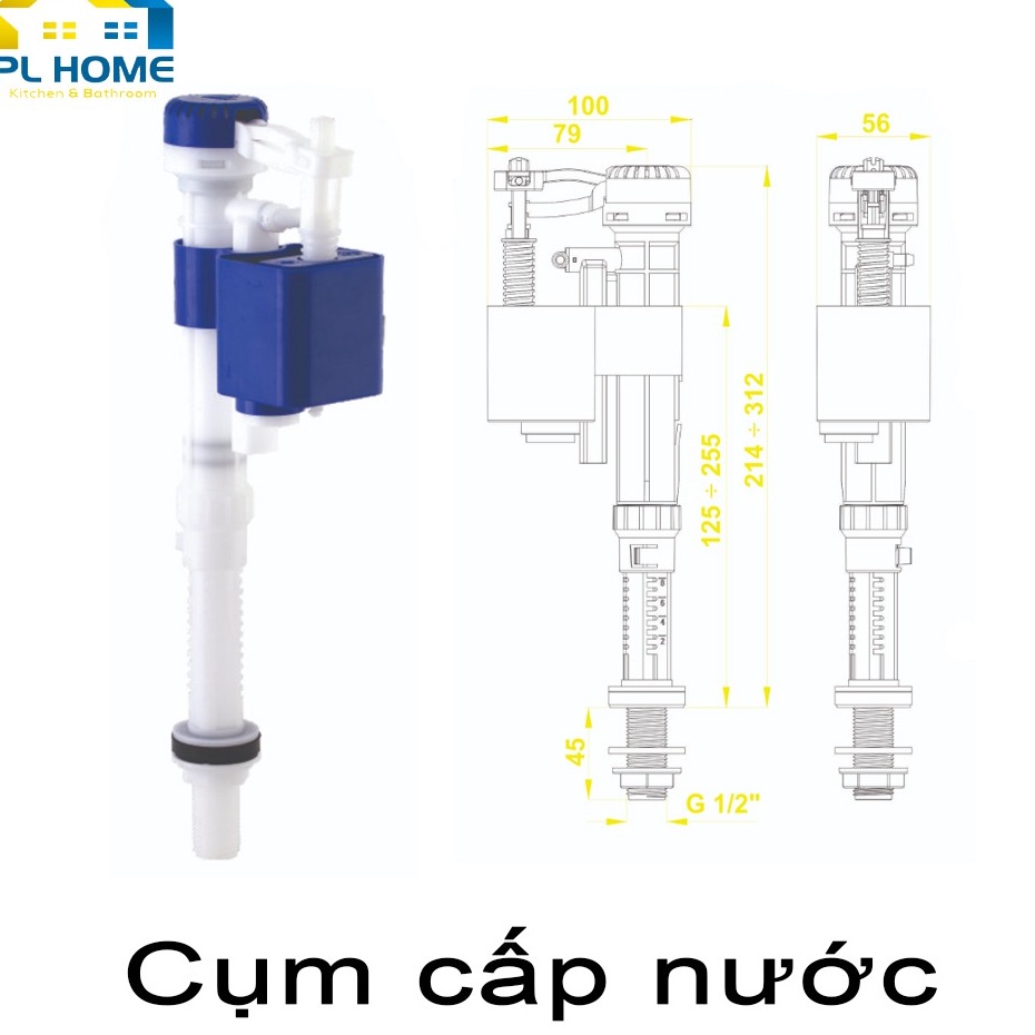 Bộ xả bồn cầu 2 nút nhấn cao cấp dành cho cầu 2 khối rời, bộ ruột xả nước bồn cầu chống nước phèn, chịu áp suất cao