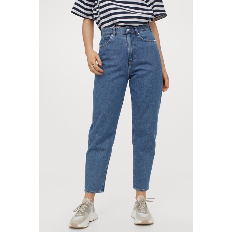 Quần Mom Jeans Nữ Lưng Cao Màu Xanh Đậm M-03C