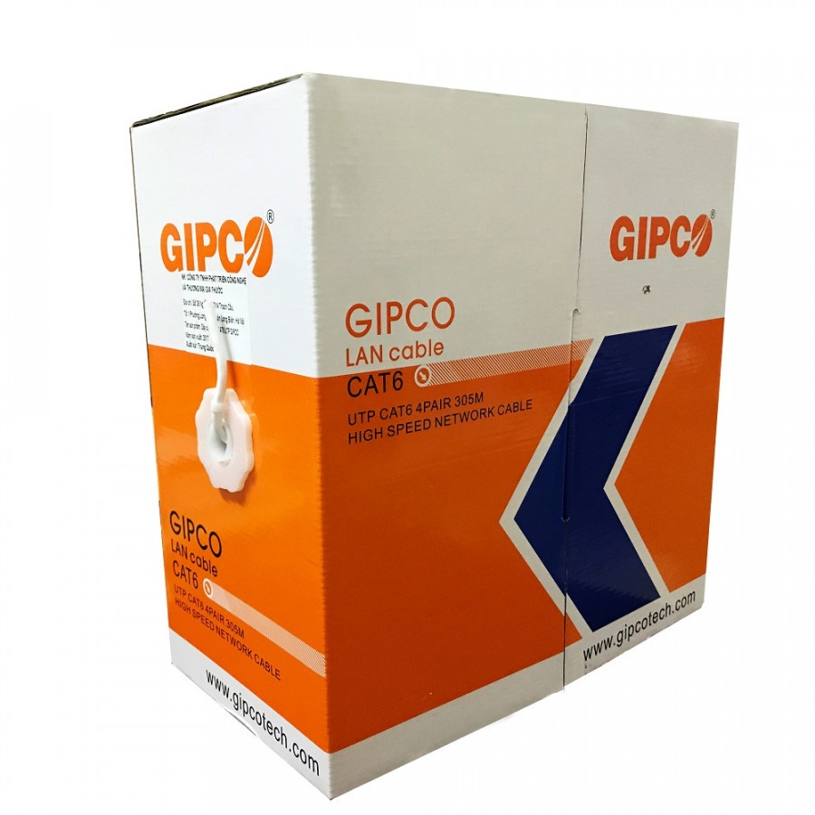 Thùng dây cáp mạng CAT6 GIPCO UTP 4PAIR ( 305m trắng ) - HÀNG CHÍNH HÃNG