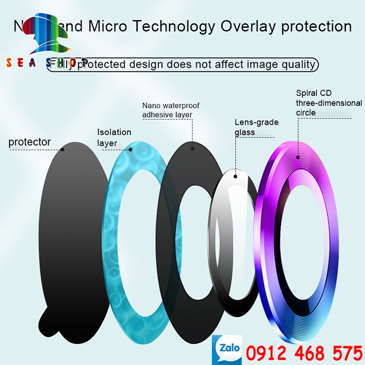 [7 SẮC] Mắt bảo vệ Camera cho iPhone 11 Pro Max, 12 Mini, 12 Pro Max, 13 Pro Max - Chất liệu TITAN - Không gây yếu sóng