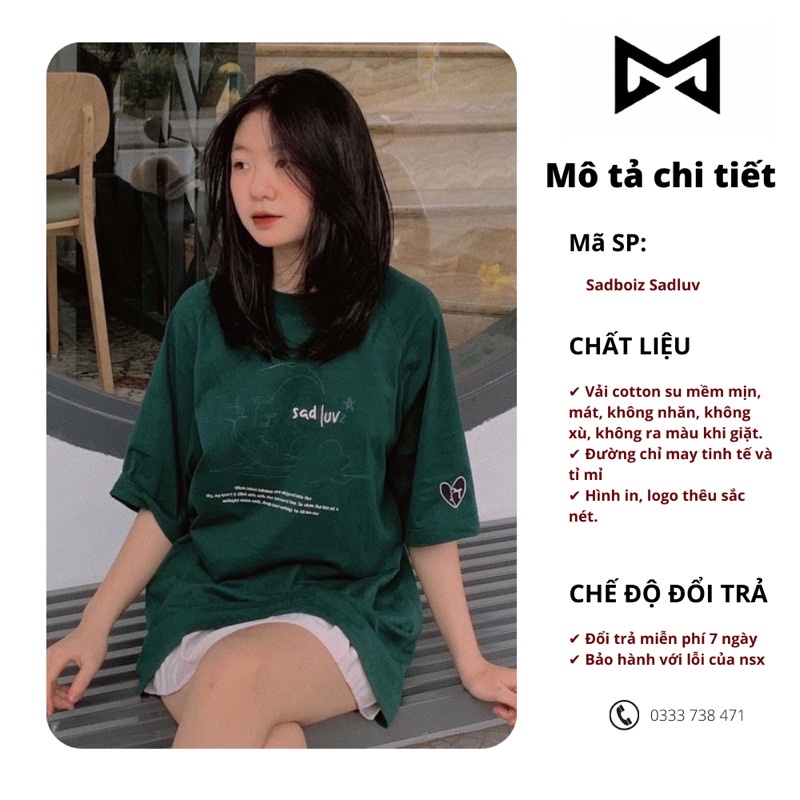 Áo thun tay lỡ Sadboiz Sadluv form rộng unisex chất cotton su, áo phông Sadboiz nam nữ phong cách hàn quốc GTM Store | BigBuy360 - bigbuy360.vn