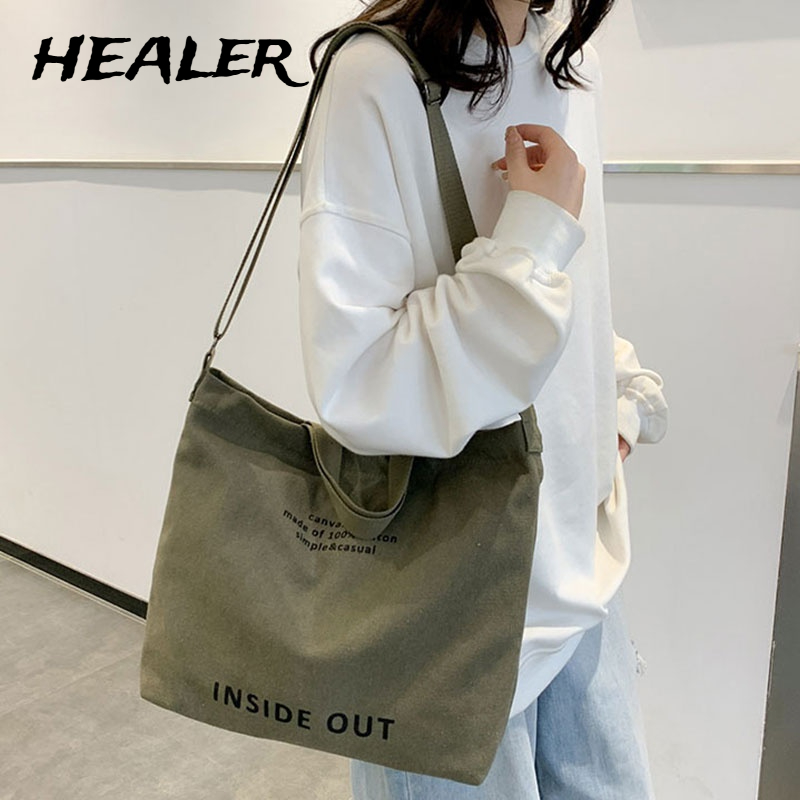 Túi Đeo Chéo Vải canvas Dày Sức Chứa Lớn Phong Cách Nhật Bản Cho Nam Và Nữ