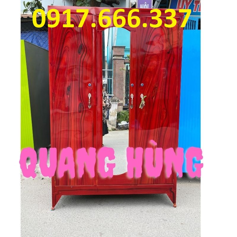 Tủ sắt đựng quần áo 3 cánh 1m8x1m2  sơn dầu giá rẻ