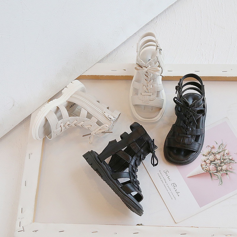 ￼Giày Sandal chiến binh bé gái - Sandal bé gái cao cổ đế chống vấp chất da siêu mềm A451