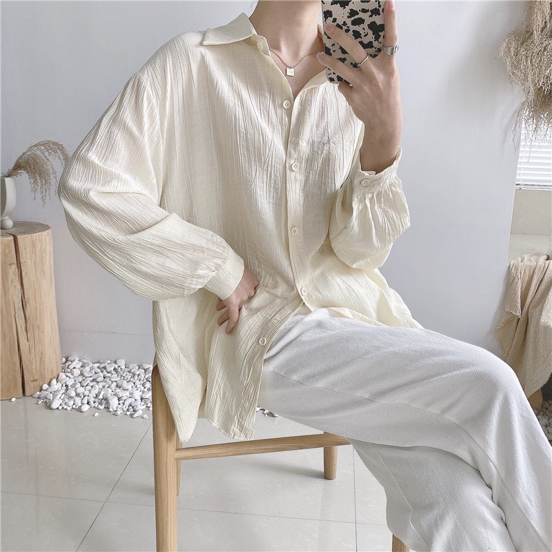 Áo Sơ Mi Đũi Nhăn [Freeship] Áo Sơ Mi Nữ Dài Tay 4 màu Siêu Xinh