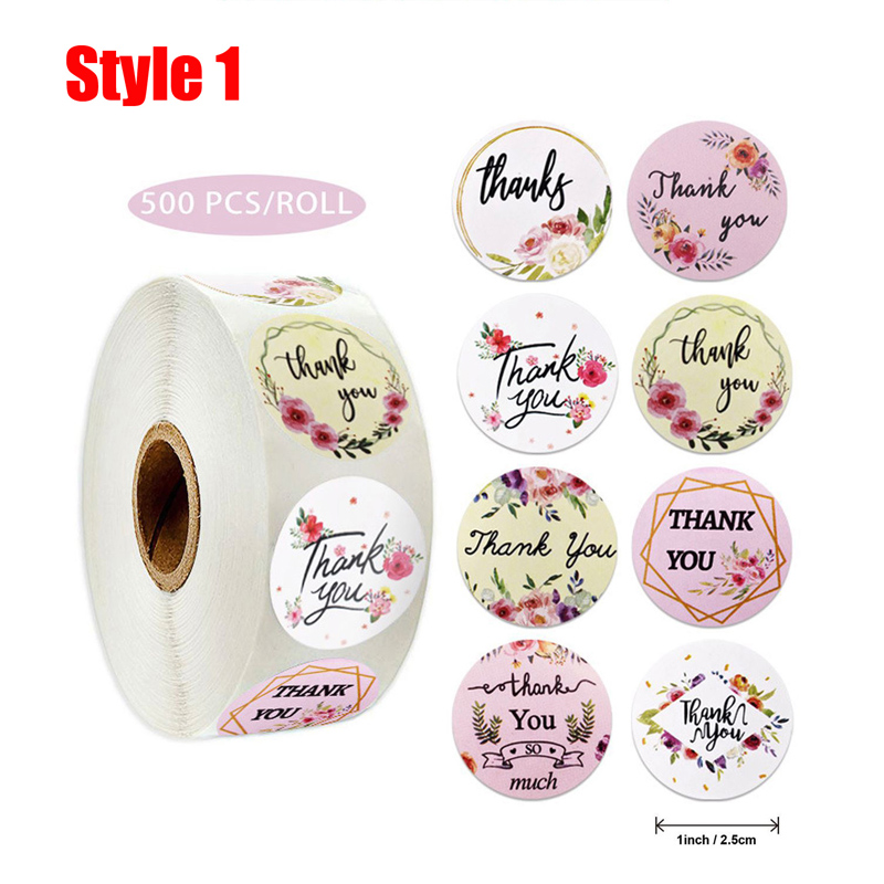 Cuộn 500 Sticker Tròn In Chữ Thank You