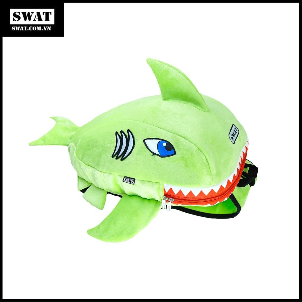 Balo cá mập khủng long baby shark vải nhung mịn nhiều màu